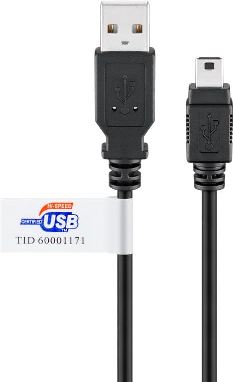 USB 2.0 Hi-Speed -kaapeli, USB-sertifikaatti, musta