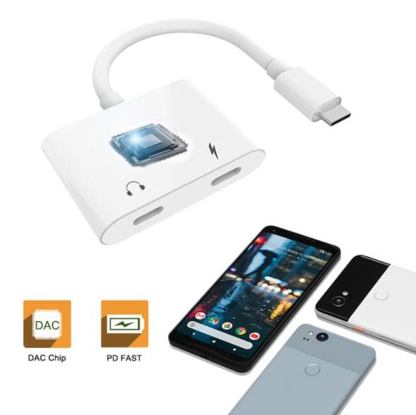 Adapter for hodetelefoner og lader, USB-C