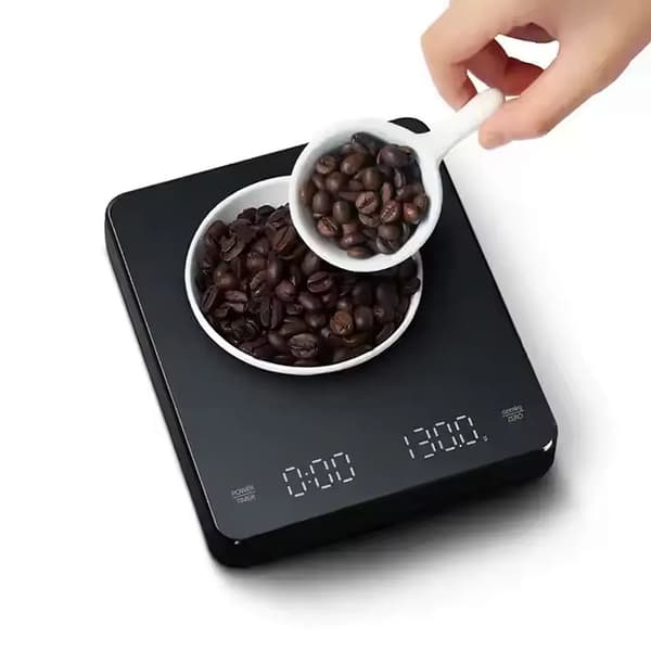Högprecisions Digital Kaffevåg med Timer och LED-Display för Perfekt Bryggning