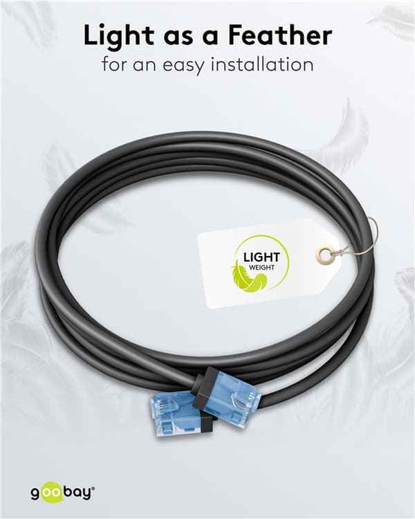 Ultra-fleksibelt netværkskabel CAT 6A, slim, U/UTP, sort