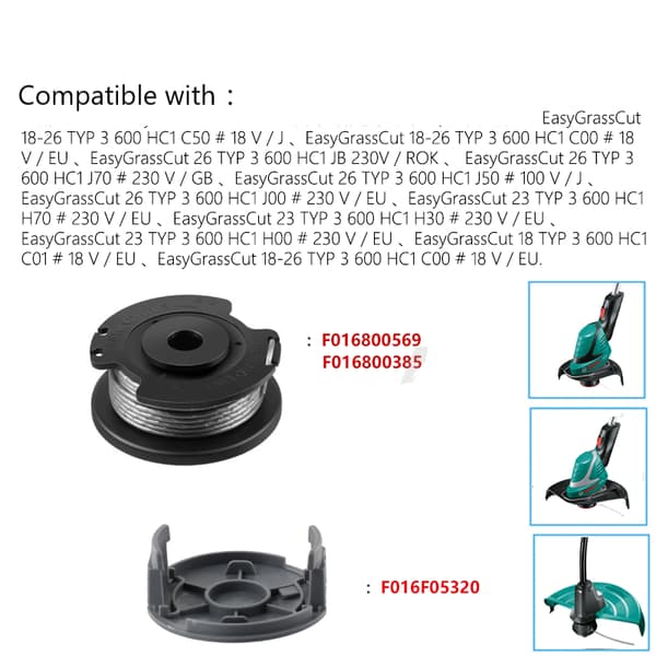Trådsneller med trimmertråd for Bosch EasyGrassCut 18-230 gresstrimmer Black