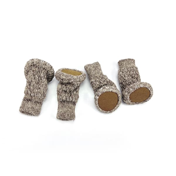 Strikkede stolesokker / møbelfødder, 16-pak Khaki