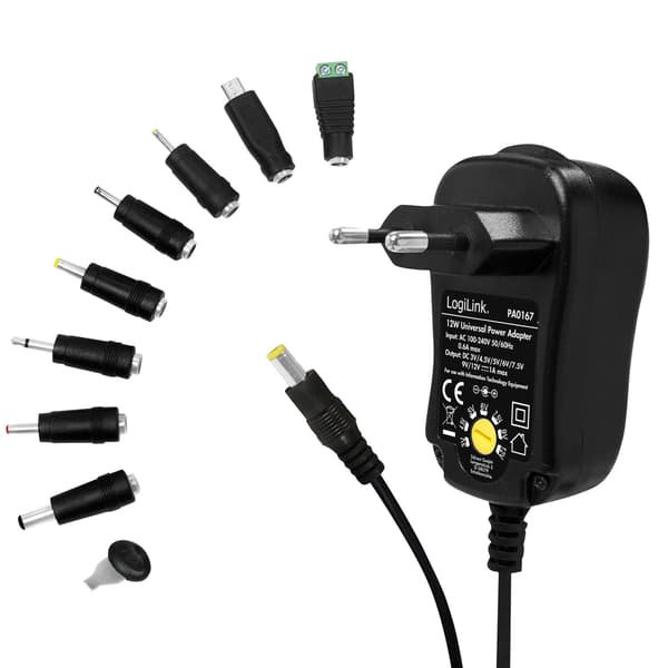 Nätadapter 230V-> 3-12V 1A 12W