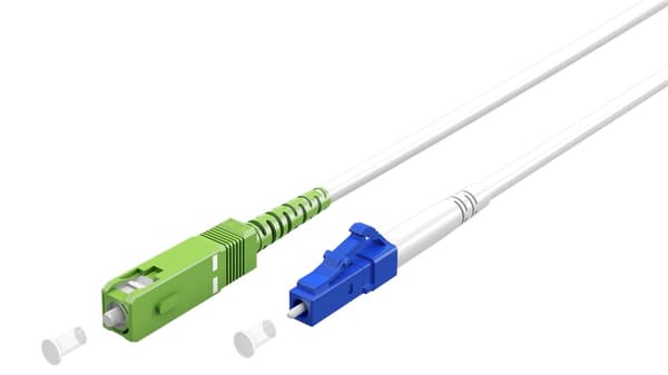 Fiberoptisk kabel (FTTH), Singlemode (OS2) White, vit (Simplex), 1 m