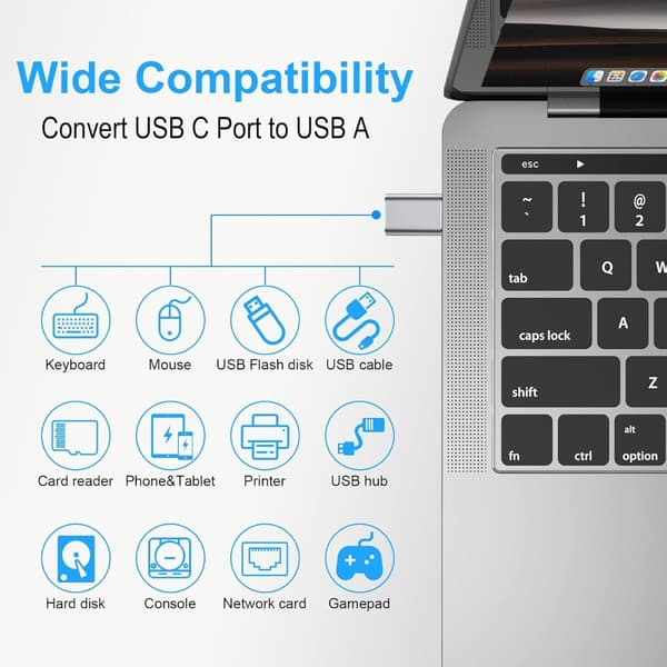 4-Pakning USB-C til USB 3.0 Adapter - Høyhastighets Data- og Ladekonverter Silver