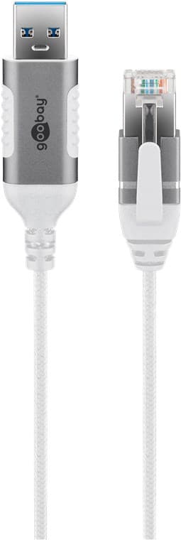 Ethernet-kabel USB-A 3.0 til RJ45, Slim, 10 m
