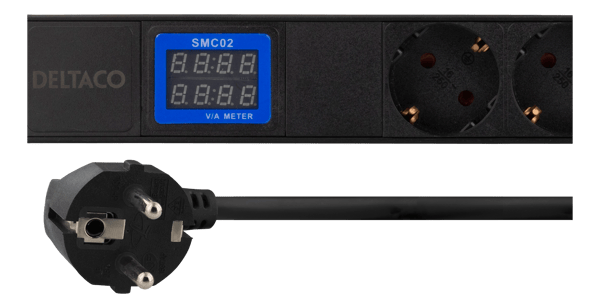 7-Outlet 19" power distrib unit, 3500W, CEE 7/3, digital