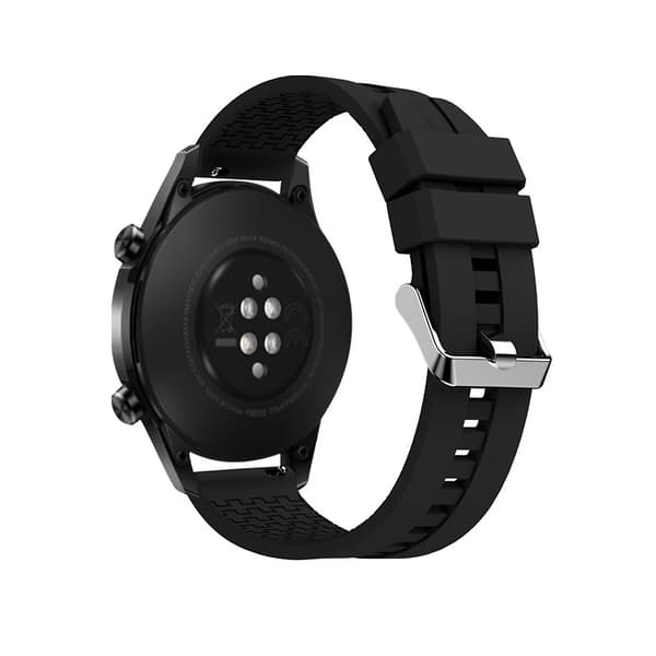 Premium Sort Silikone Urrem - 22mm Sølvspænde