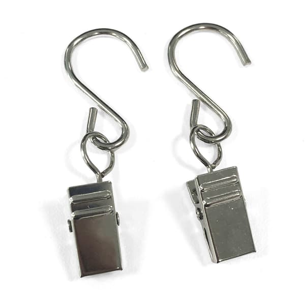 Gardinklämmor med S-Krokar, 20-pack Silver