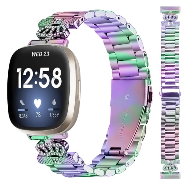 Kimalteleva kolmen helmen kruunu ranneke Fitbit Versa 3/4/Sense 2:lle