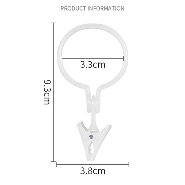 Gardinringar med Klämmor, 10-pack White