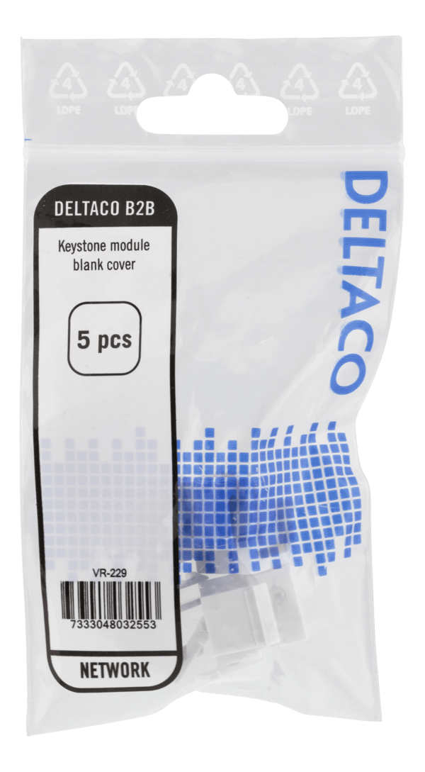 Blank cover for Keystone ports, 5-pack, white