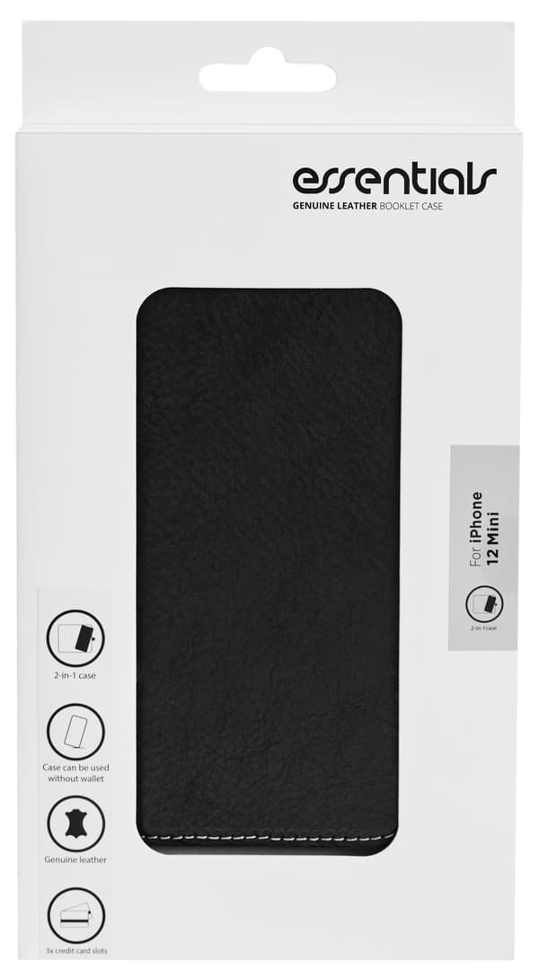 iPhone 12 mini leather wallet, detachable, Black