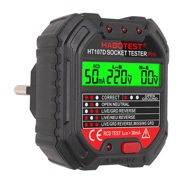 Sokkeltester med digitalt display Habotest HT107D