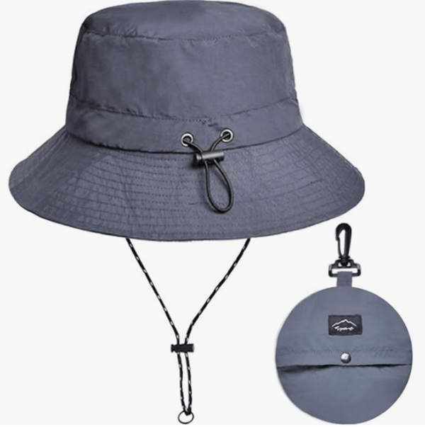 Bred Brättad Bucket Hat / Solhatt Grey