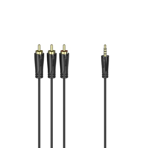 Kabel 4pin 3,5mm-3 Phono 1,5m Sort Guldbelagt TL