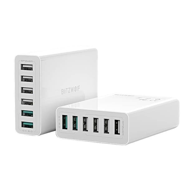 Lader 6x USB Blitzwolf BW-S15, QC 3.0, 60 W (hvit)
