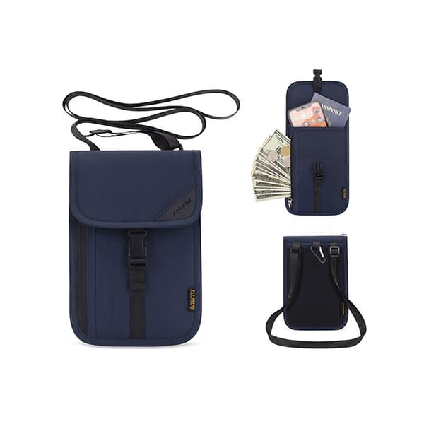 RFID-neck-pung rejsepasholder Blue