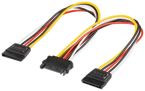 PC Y strømkabel/adapter; SATA 1x hann til 2x hunn