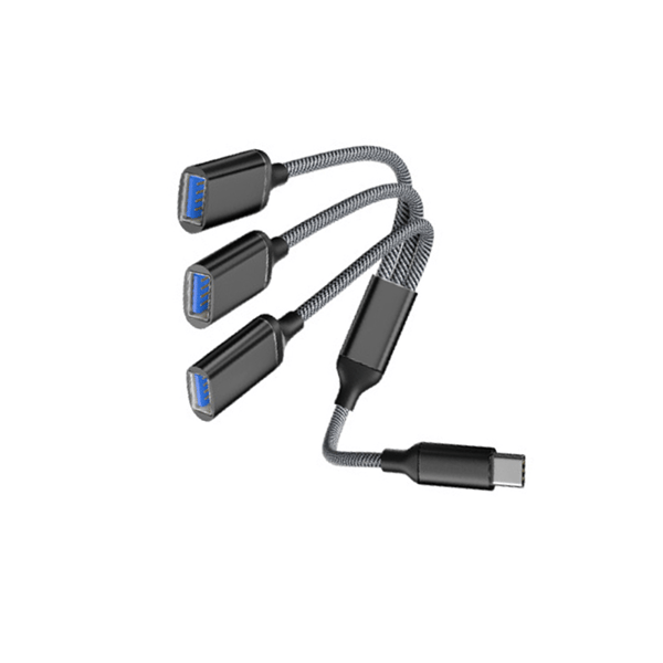 Typ-C till 3-portars USB-hubb splitteradapter Black