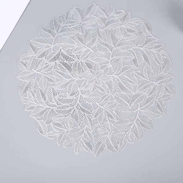Sæt med 6 Dækkeservietter Elegant Blad Design Silver