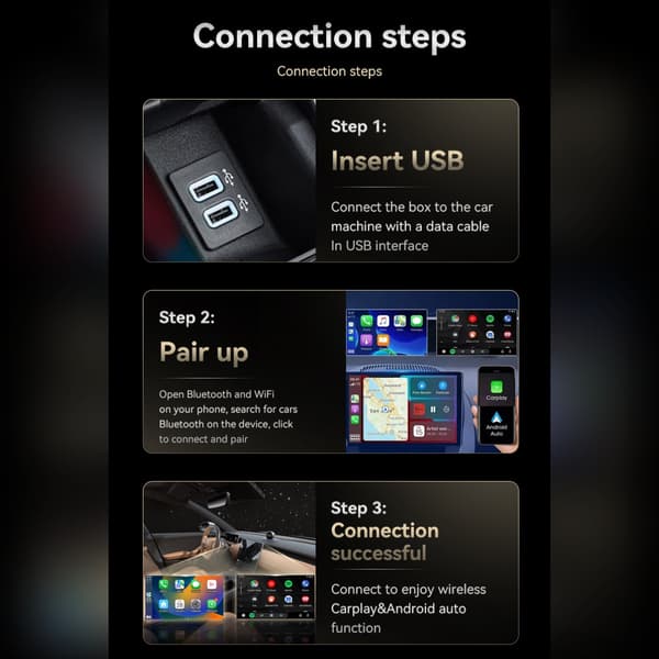 Smart Bilanslutningsbox Silver - Trådlös CarPlay & Android Auto 2-i-1 Adapter