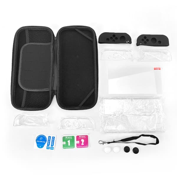 Switch OLED etui med 9 tilbehørsdele Black