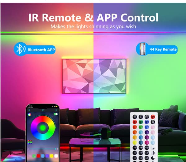 20M LED Strip Lights Kit med Bluetooth App Kontrol