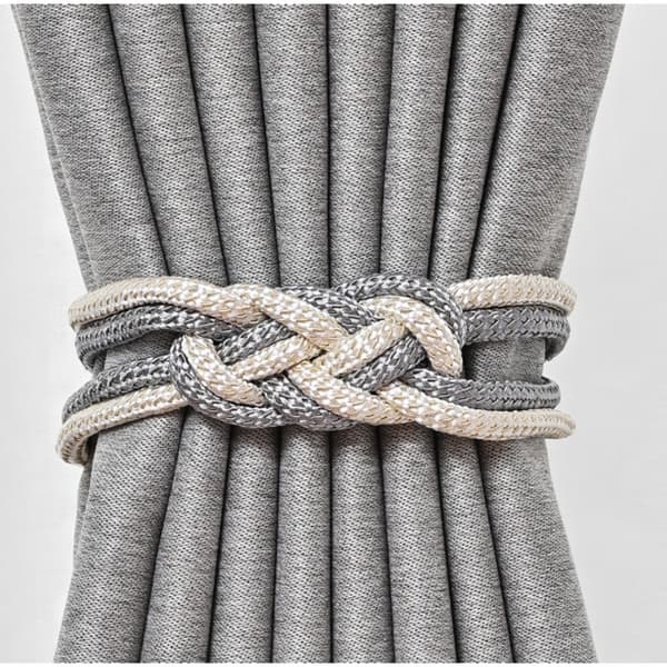 Flätade Magnetiska Gardinfästen, 2-pack White+Grey