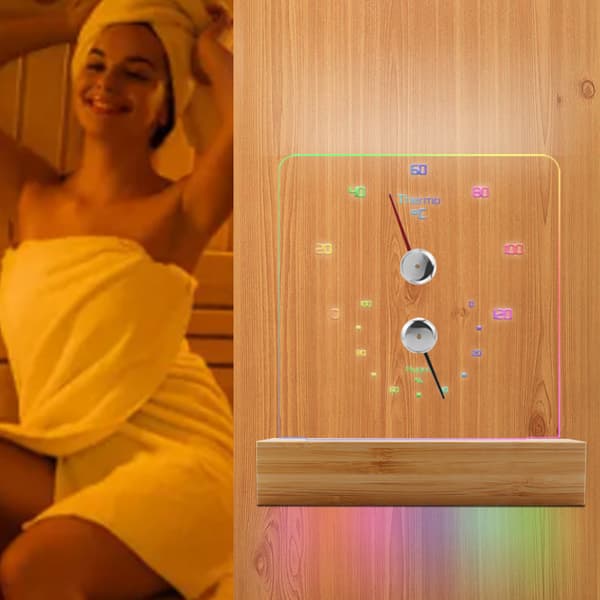 Bastutermometer Hygrometer med RGB-ljus