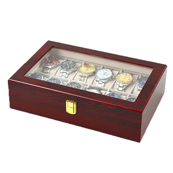 Lyxig klockbox för 2 klockor - Röd lackfinish