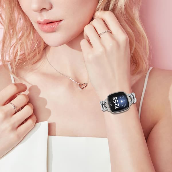 Klokkebånd i rustfritt stål for Fitbit Versa 4 Silver