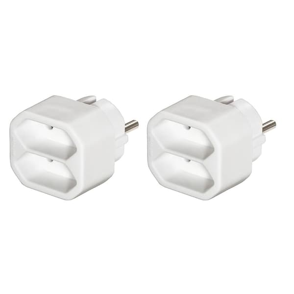 Stik Adapter Dobbelt 2-pak Hvid