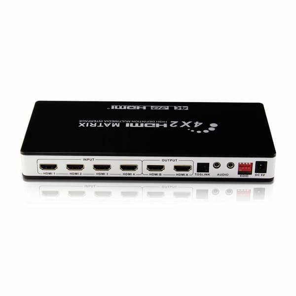Matrisebryter HDMI 4 x 2 UHD 4K2K 3D med EDID-funksjon