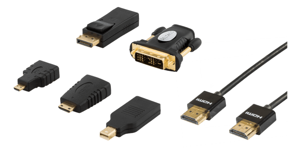 HDMI/DisplayPort/DVI adapter kit, HDMI cable 2m, 4K, black