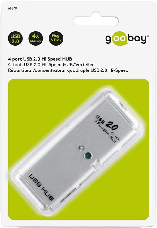 USB-hubb med 4 portar USB 2.0 Hi-Speed