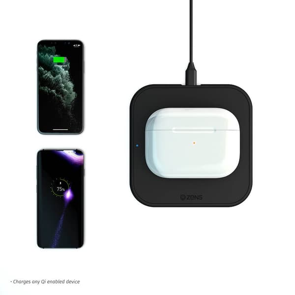 Essential Single Lader Qi 10W Sort 5mm Slim (Apple + Samsung QC)