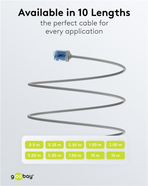 Ultraflexibel patchkabel CAT 6A, slim, U/UTP, grå