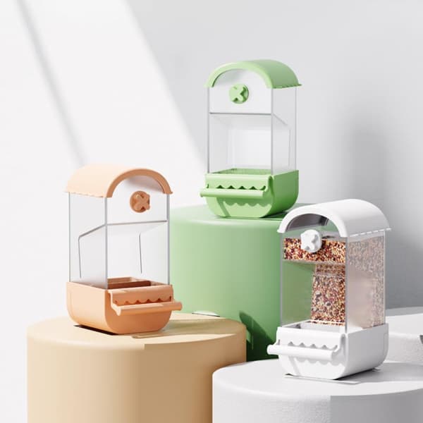 Yunding Papegøje Automatisk Foderautomat: Stor Kapacitet, Anti-Spild, Transparent Fuglefoderdispenser White