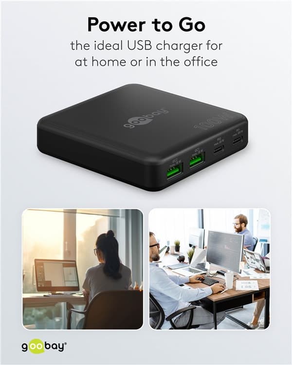 USB-C™ PD GaN -moniporttilaturi (100 W) musta