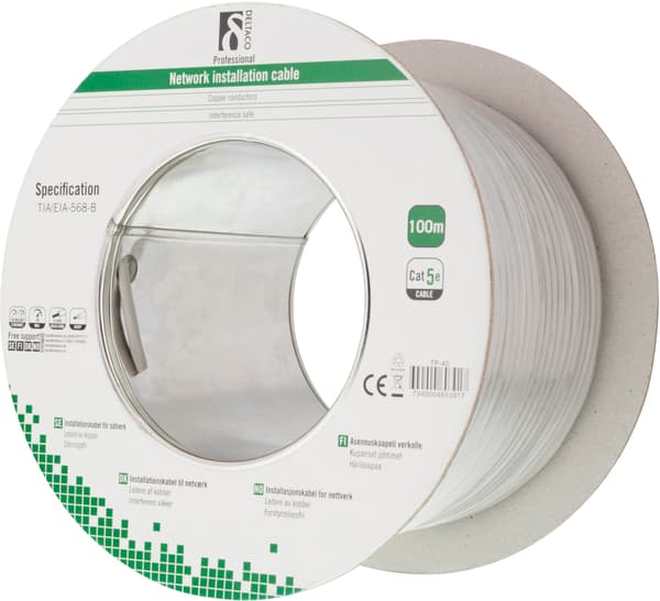 U/UTP installation cable, Cat5e, 100m, grey
