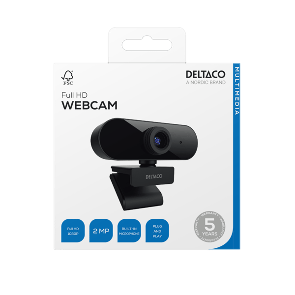 W-100 Webcam, 1080p 1920x1080 2MP, built-in mic, 2 m cable