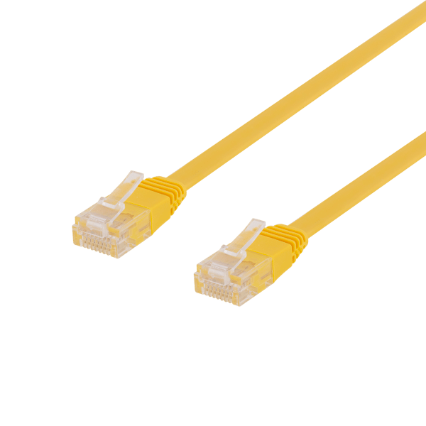 U/UTP Cat6 patch cable, flat, 0.3m, 250MHz, yellow