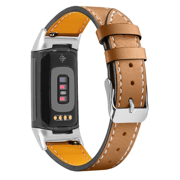 Fitbit Charge 5 armband äkta läder Brun