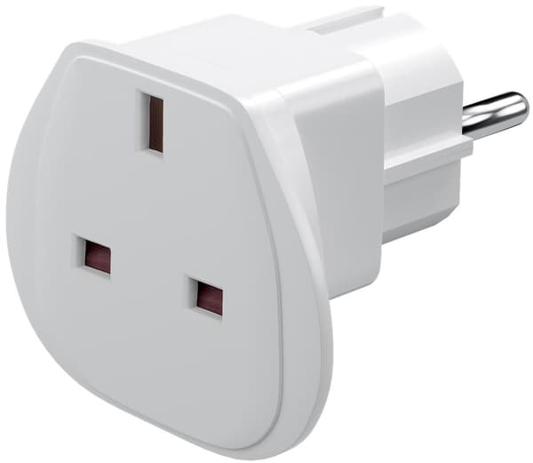 Rejseadapter UK til Europa, hvid