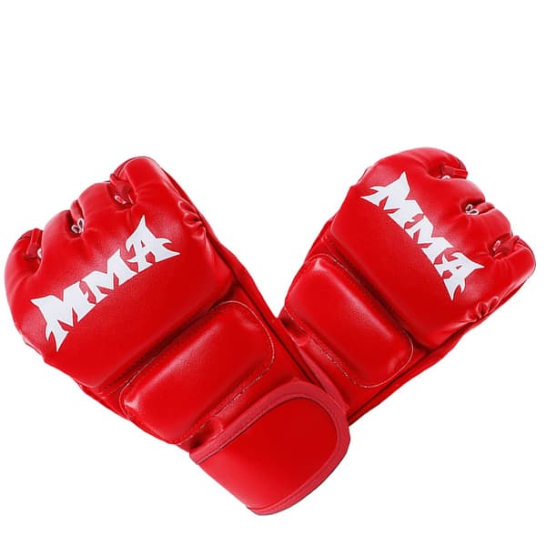 Halvfinger Boxhandskar - MMA Sparring & Sandsäcksträning, Förbättrat Grepp & Ventilation Red