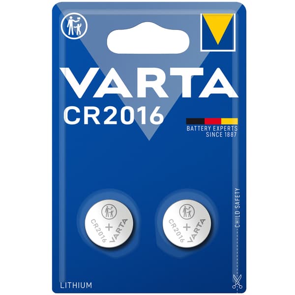 CR2016 3V litiumknappcellebatteri 2-pakning