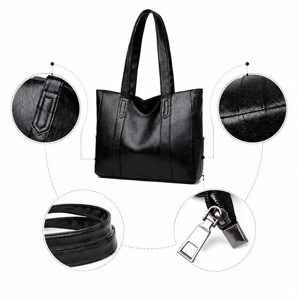 Chic Sort PU Læder Tote Taske - Alsidig & Rummelig