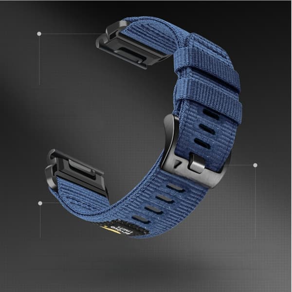 Blå Quick Release Nylon Urrem Kompatibel med Garmin Fenix 8/7X/6X/Epix Pro 22 mm