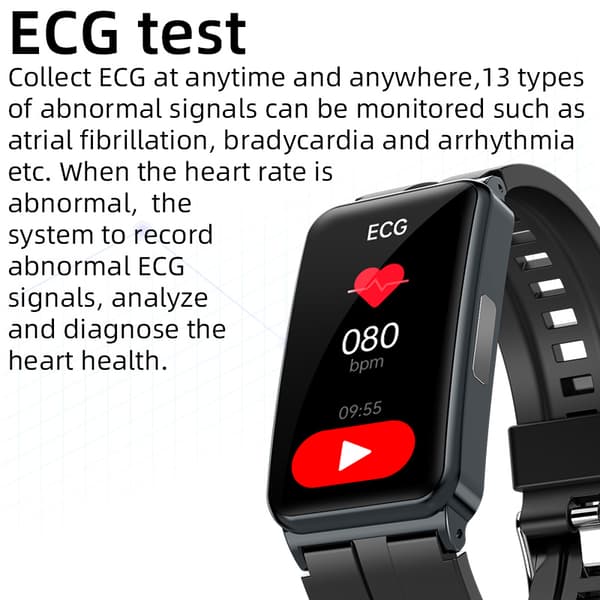 Älykello, jossa on EKG/HRV-syke, urheilutilat Black